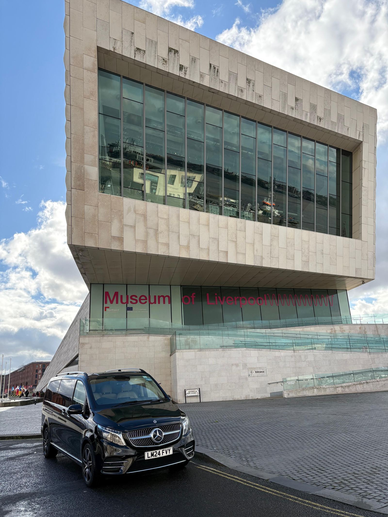 AO Platinum Chauffeurs V-Class outside the Museum of Liverpool on the Pier Head